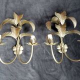 Paire d'Appliques Murales XXe Palmier exotique  hollywood regency sable