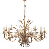 Pair of 12-burner wheat sheaf chandeliers by Hans Kogl