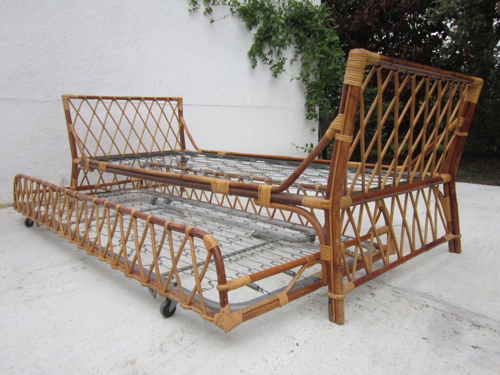 Bed with drawer rattan bed