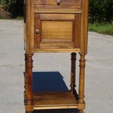 Antique Louis XVI style bedside table in walnut, with a marble top.