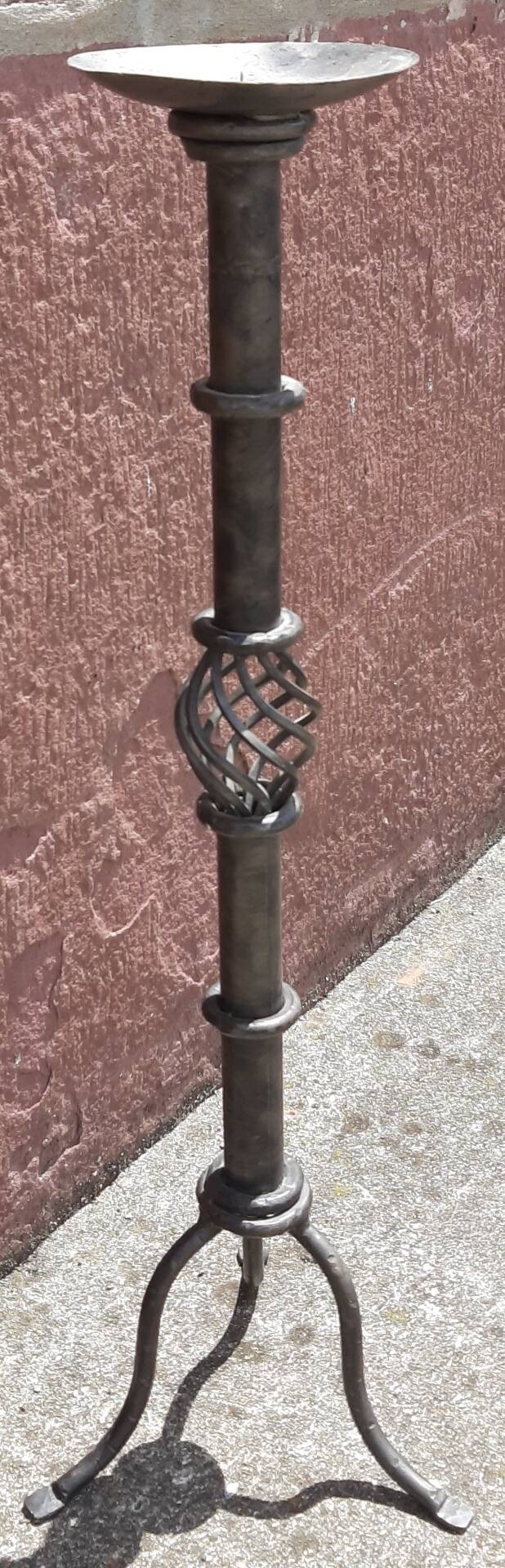 Candle holder or wrought iron candlestick (height 72 cm)