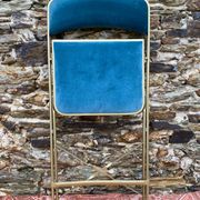 Folding chair in gold-tone metal and velvet, 1960s-70s