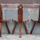 Set of 5 wooden tripod chairs