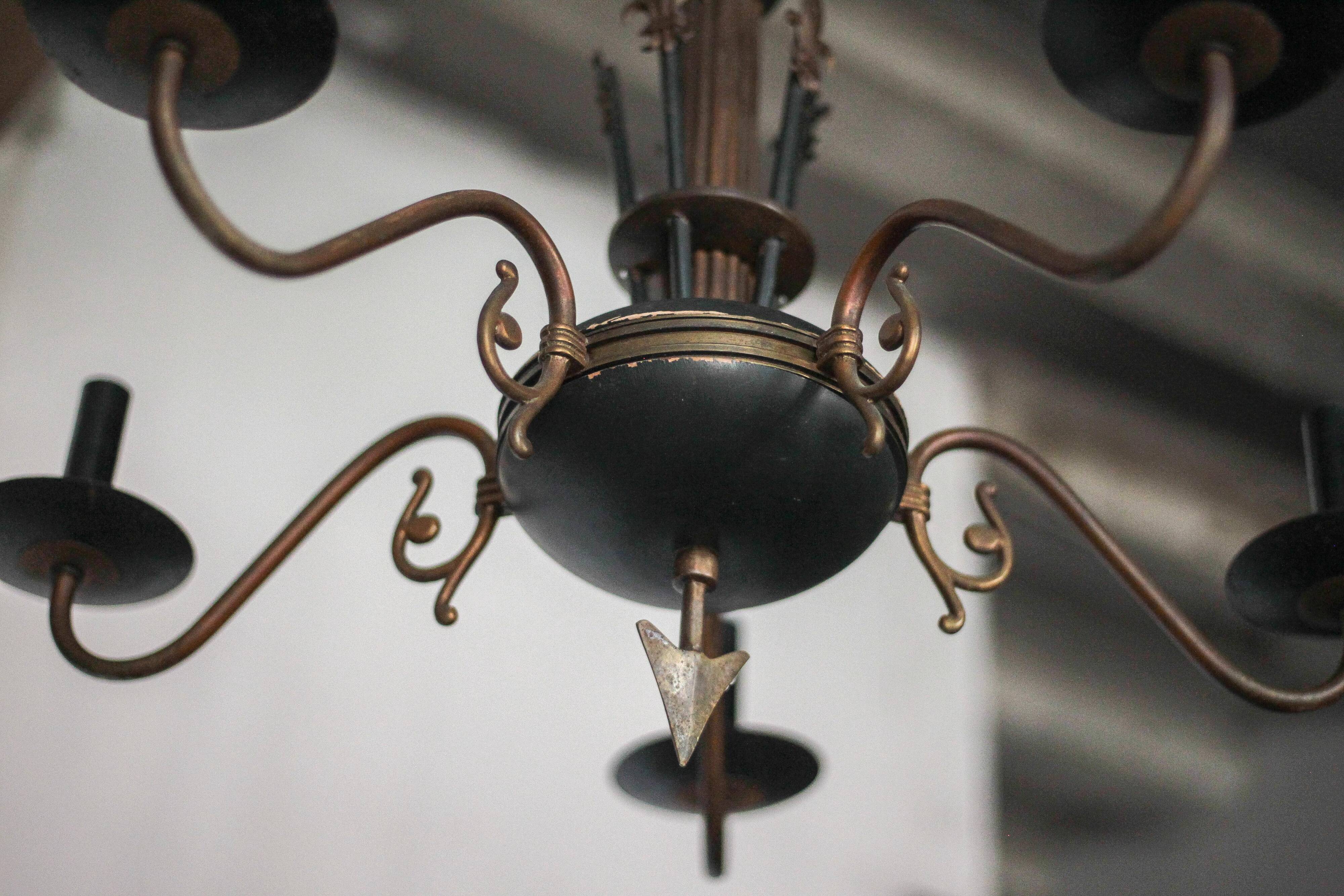 Vintage pendant light, empire brass pendant light, arrow pendant light