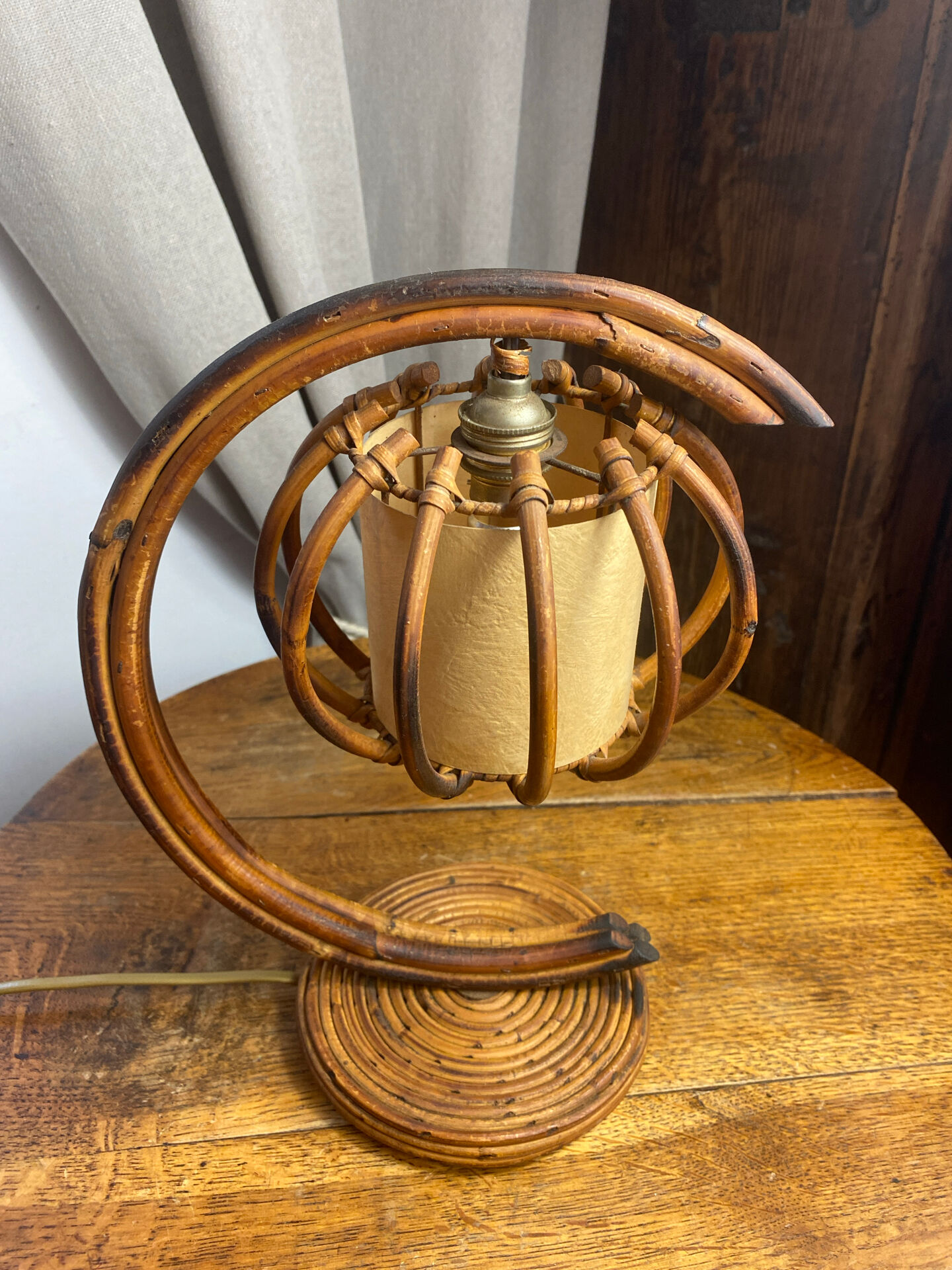Rattan and bamboo lamp, Louis Sognot