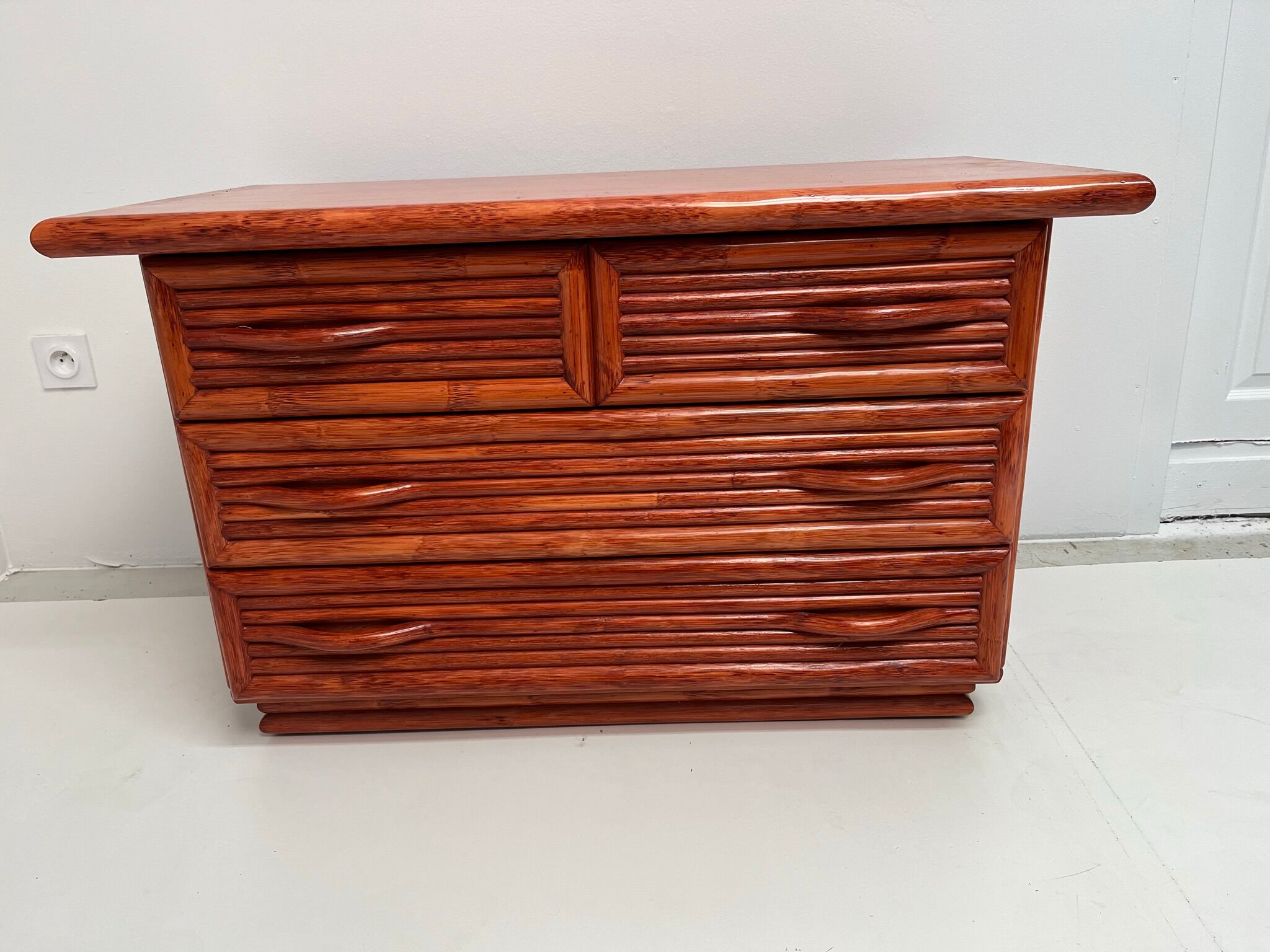 Maugrion rattan chest of drawers from the 60s/70s
