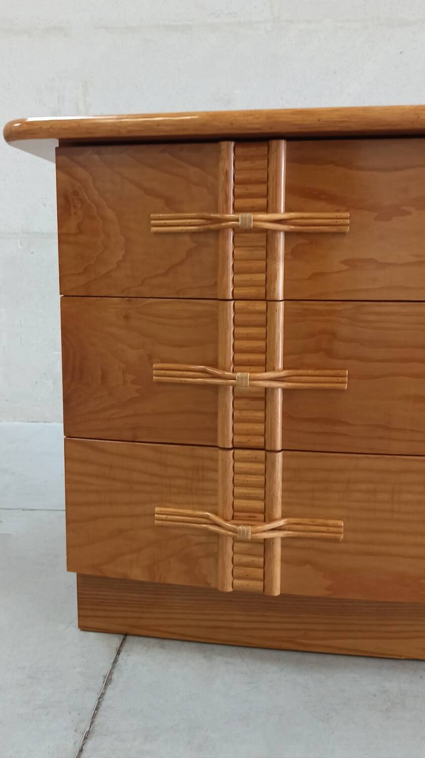 Vintage chest of drawers with bamboo and rattan details