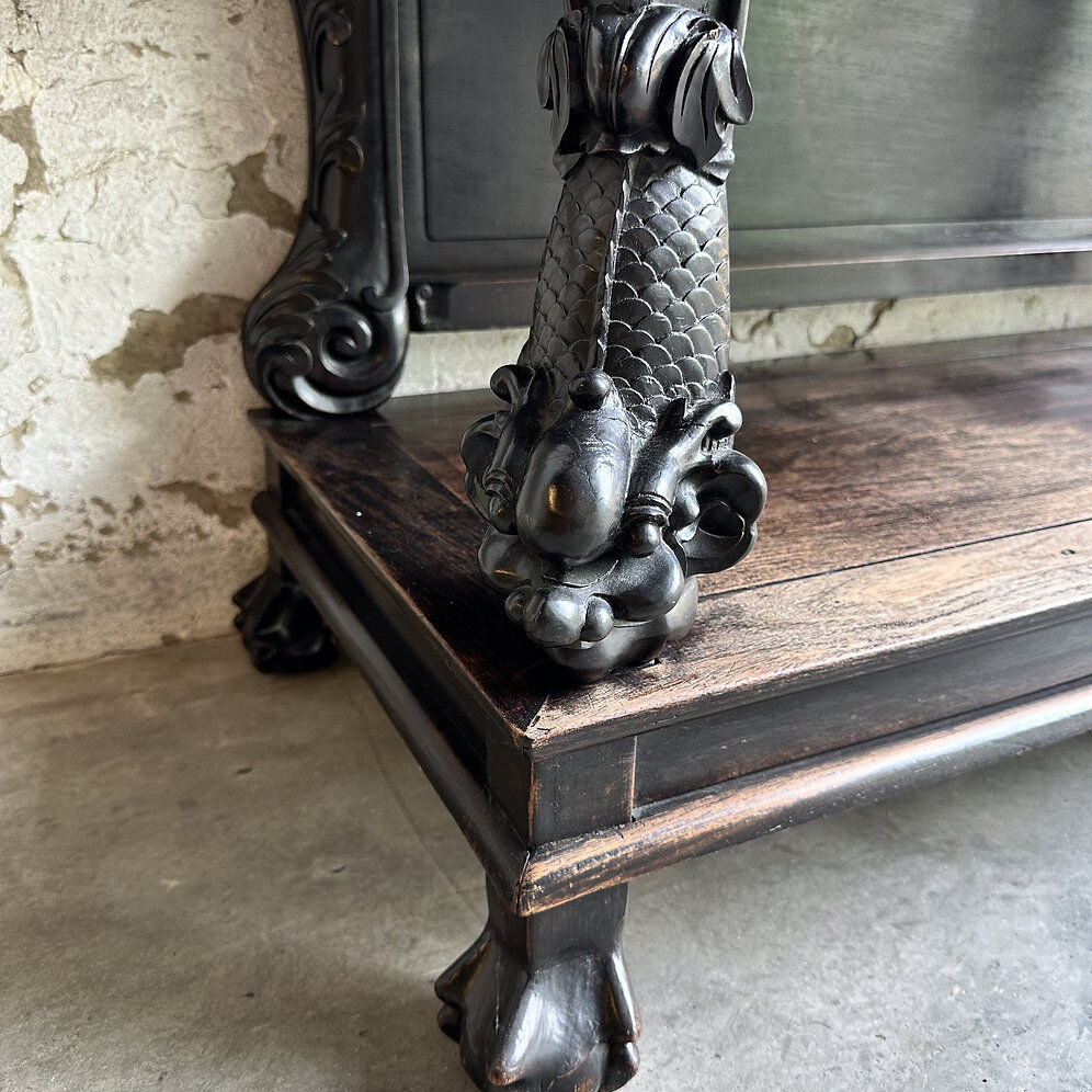 Antique 19th century Qing Dynasty hand carved console circa 1860, China.