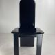 Post modern Memphis high back black leather stitched organic dining chairs, set of 6. Italy, 1980s