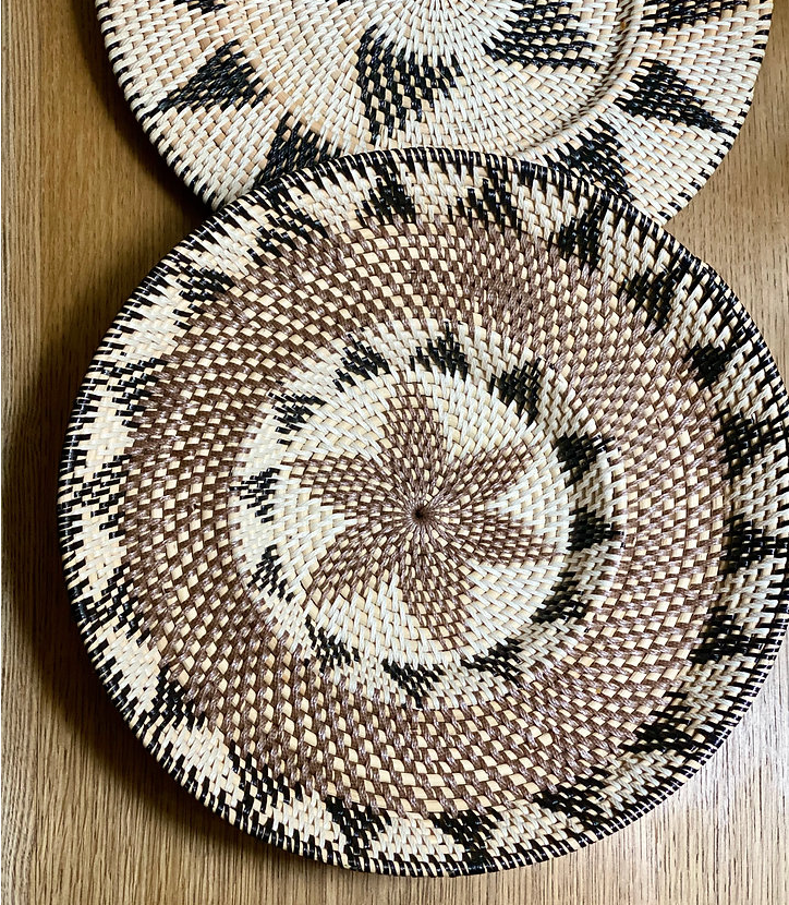 Round ethnic Balinese rattan tray