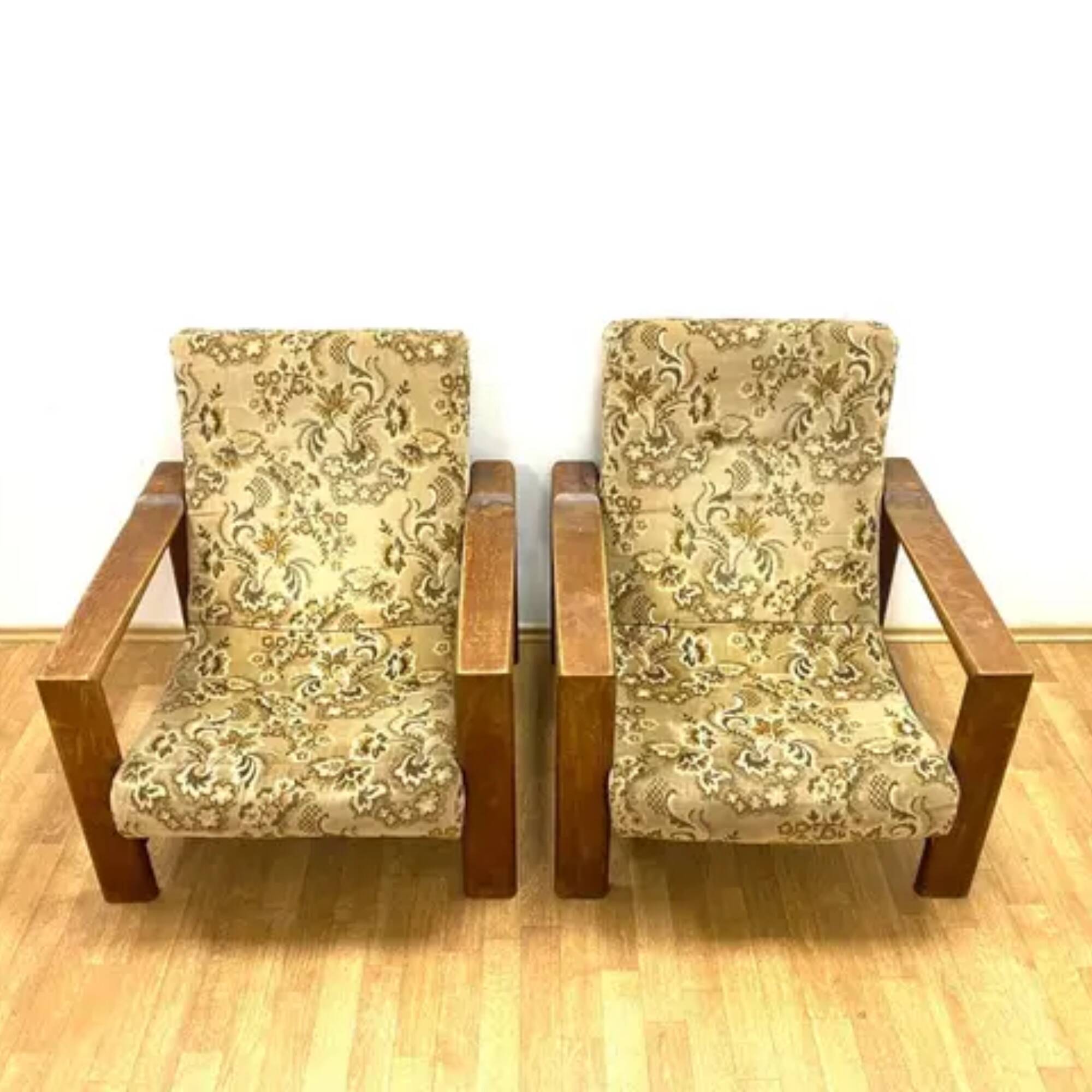 Retro sofa set, solid wood frame, 1970s