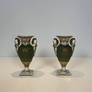 Pair of Empire Style Porcelain Vases, Decorated with Swans and Bundles