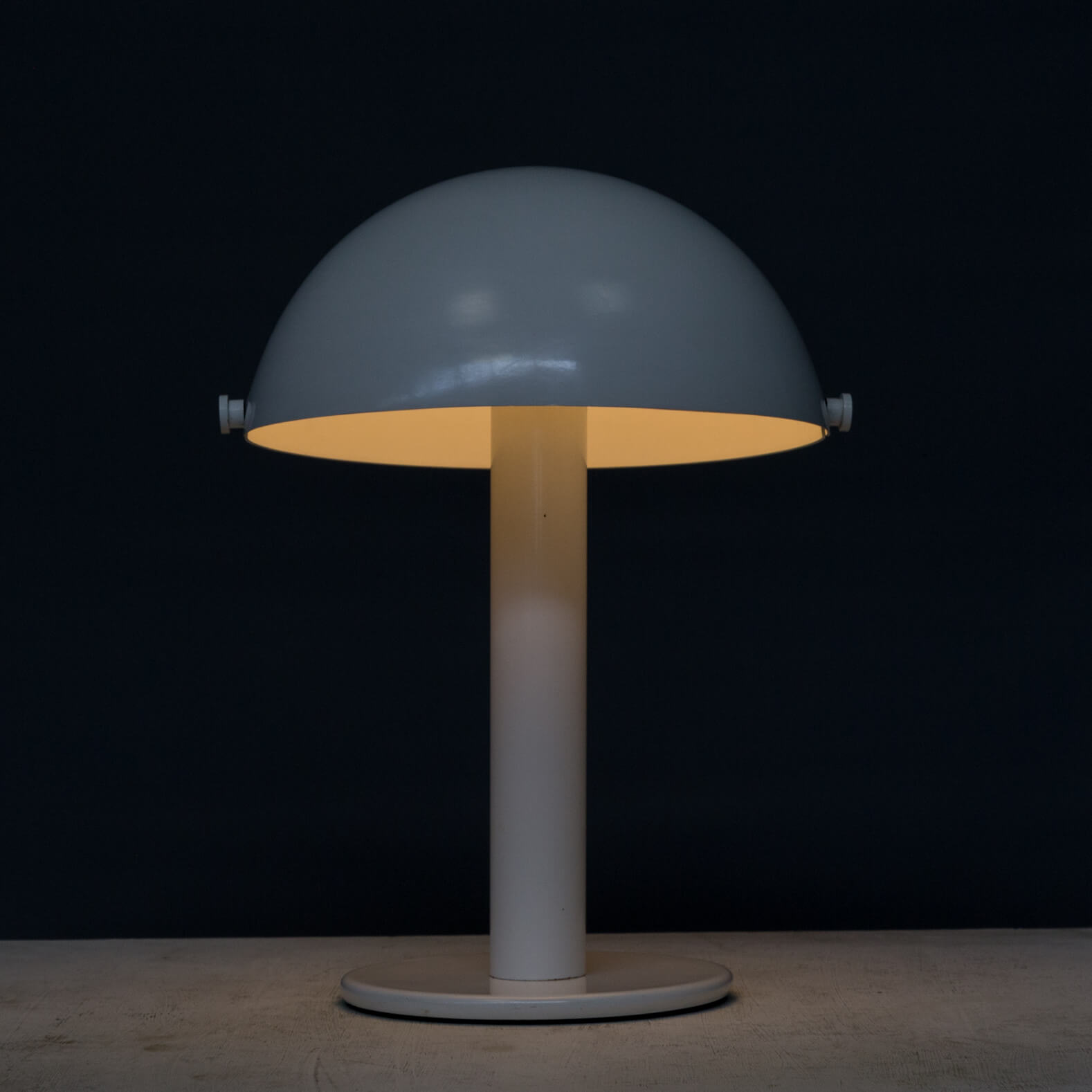 Lampe de table champignon en métal blanc des années 90