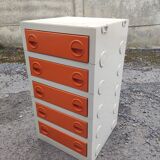 Vintage orange plastic drawer cabinet