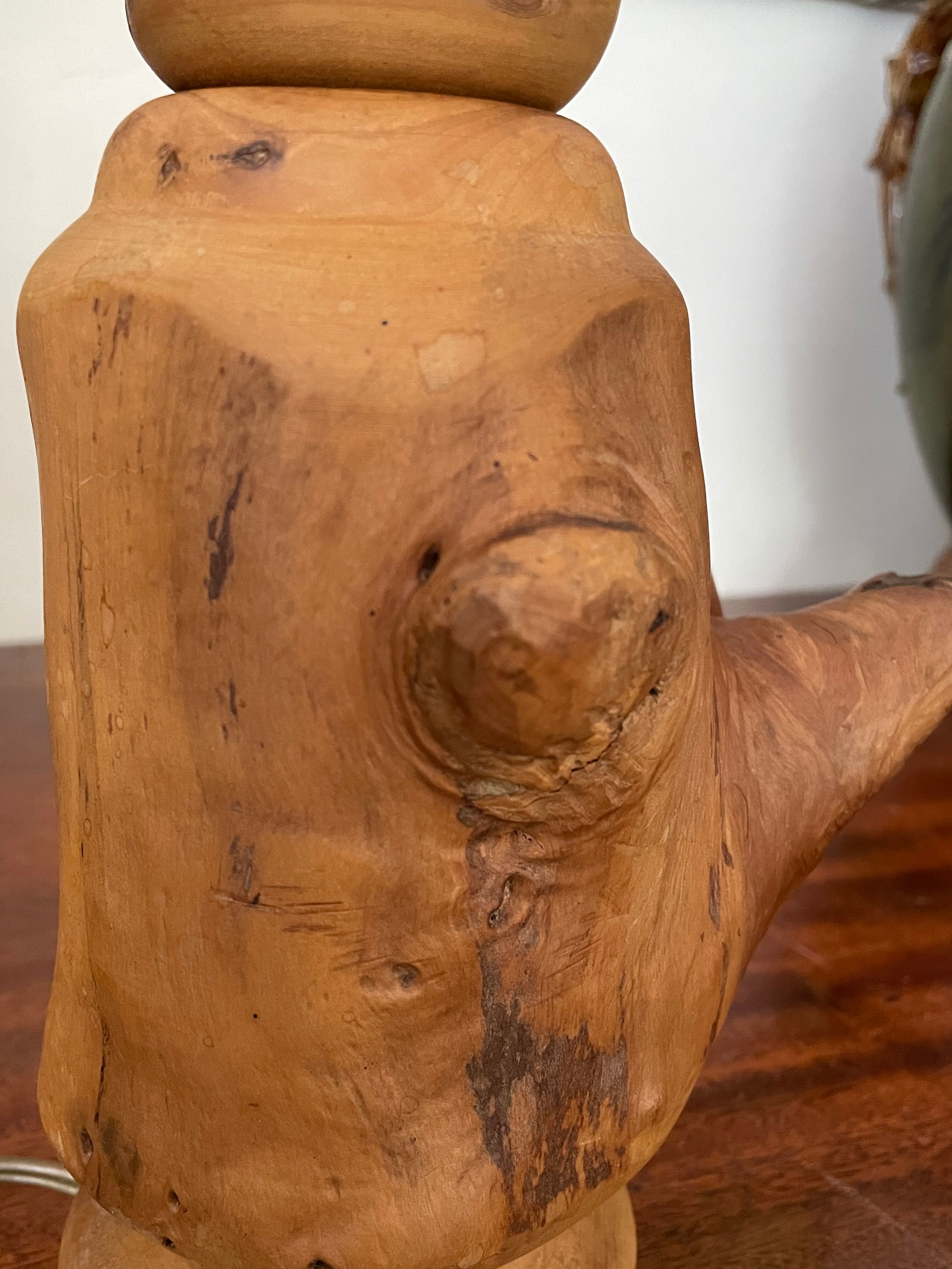 Lamp foot made of vintage olive wood