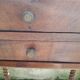 Console, side desk or dressing table in wood with marquetry top and 2 drawers