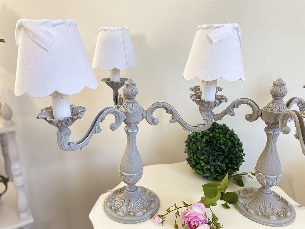 Table lamps 3 branches weathered girandoles