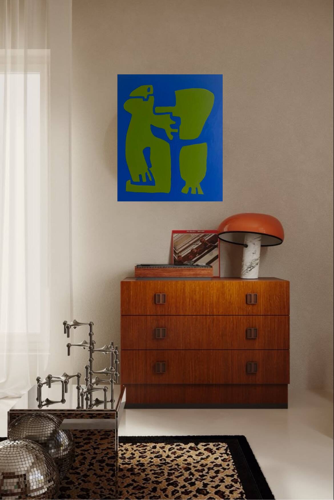 Original cubist canvas painting "happy blue men" by Bodasca