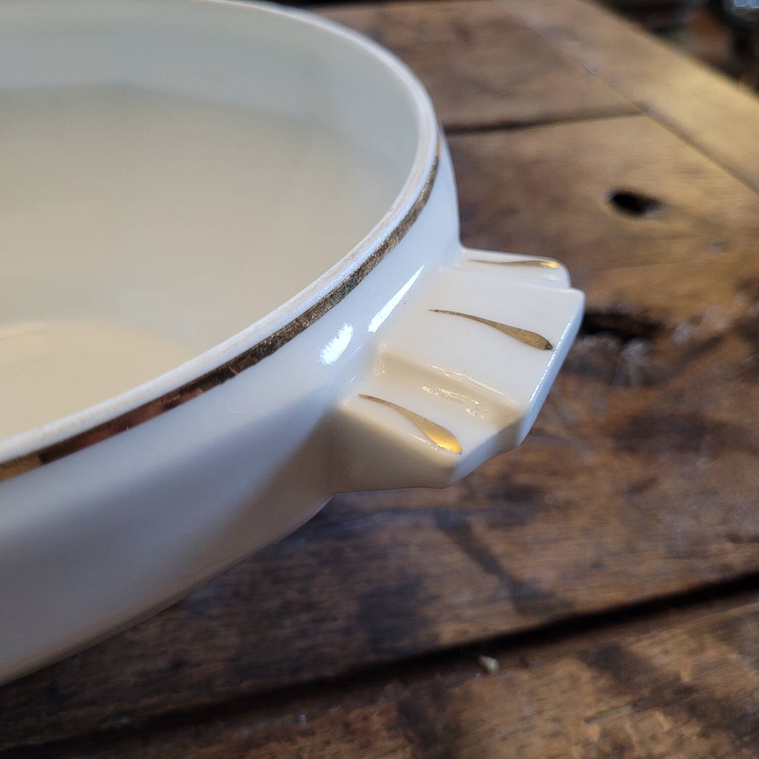 French floral porcelain salad bowl – 1940s–50s