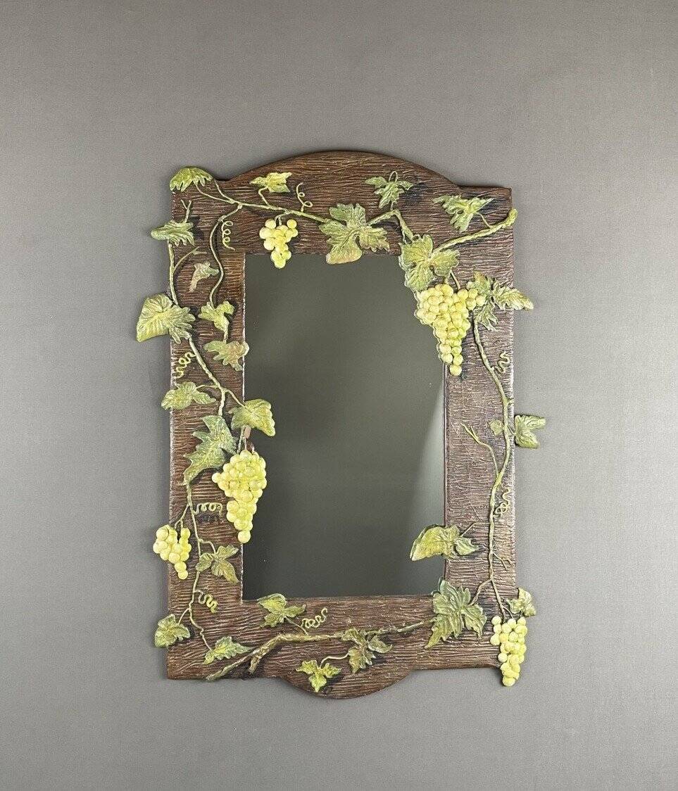 20th Century Carved Wooden Mirror With Vine Decor