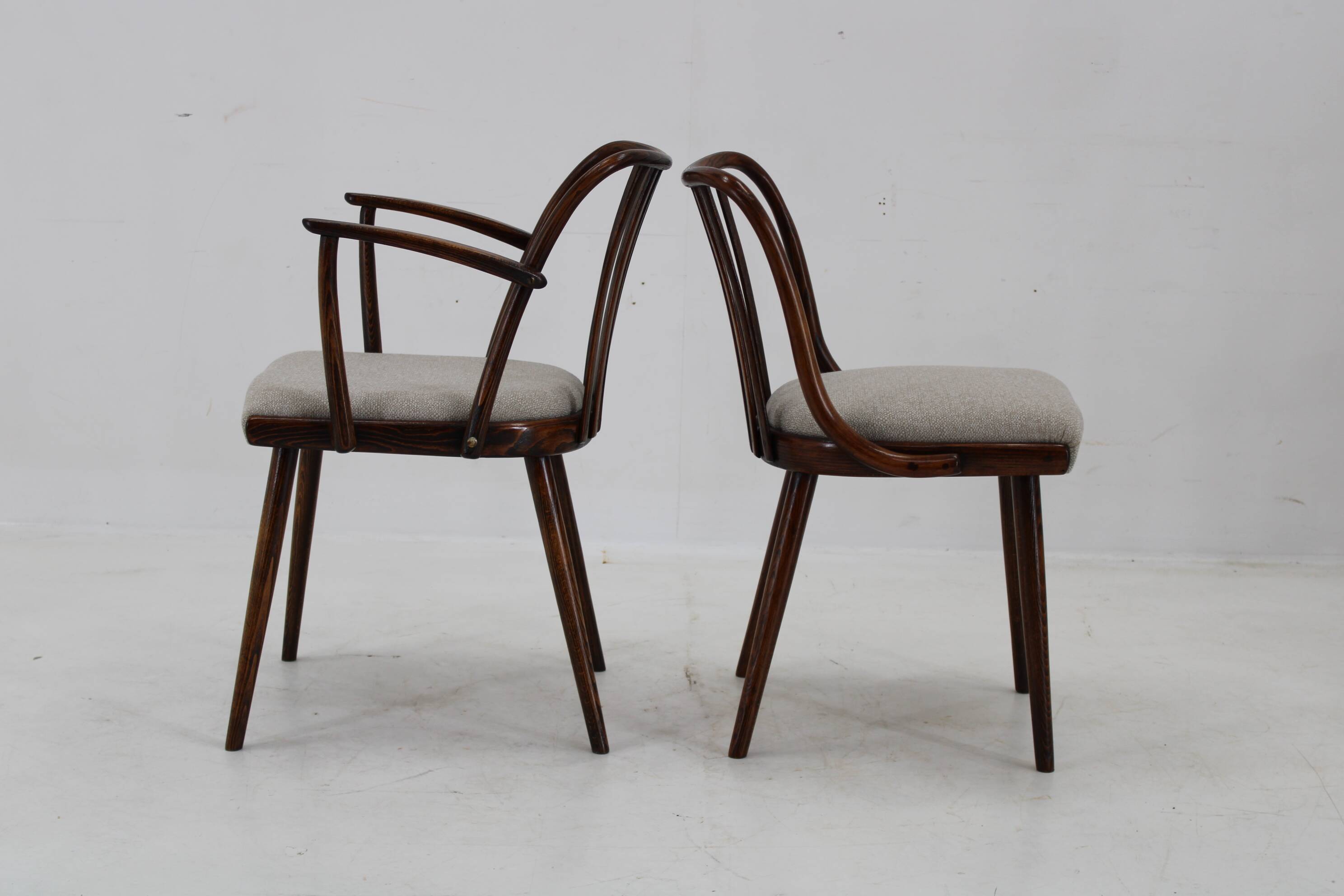 1960s Antonin Suman Set of Six Beech Dining Chairs, Restored