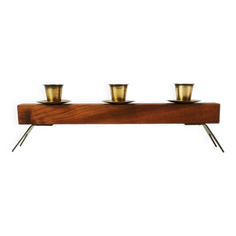 Modernist teak candlestick, Germany, 1960s.