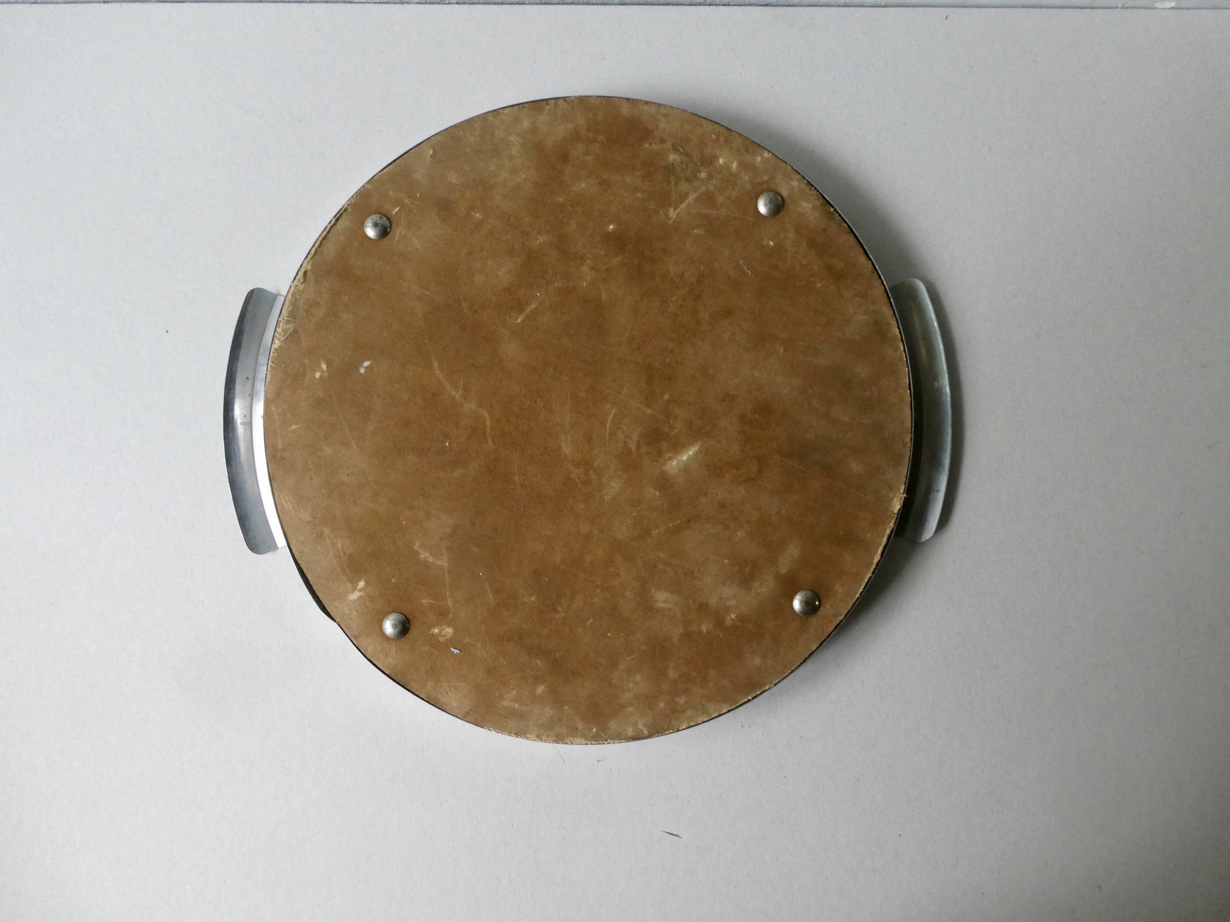 Art Deco service tray, mirror and chrome, 33 cm