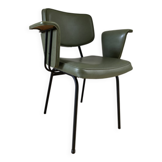 Chaise vintage à accoudoirs skaï vert