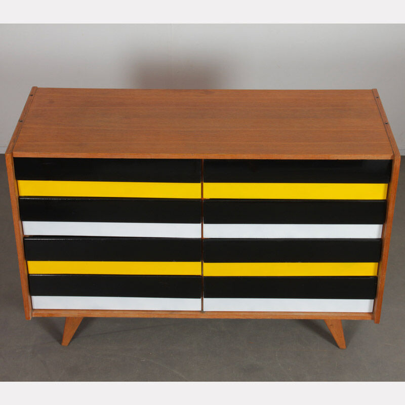 Yellow and black chest of drawers, model U-453, by Jiri Jiroutek, 1960