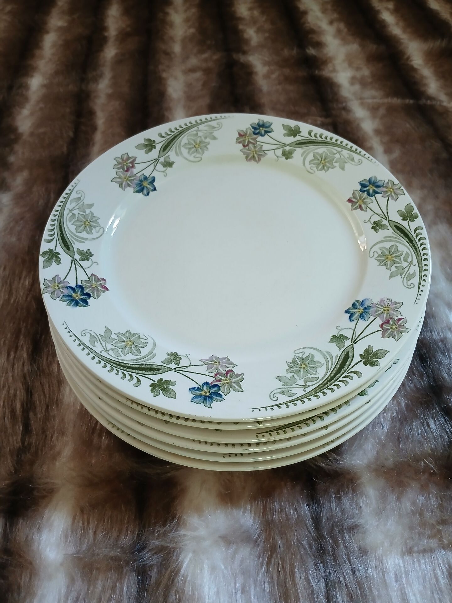 6 antique flat plates U&C Sarreguemines