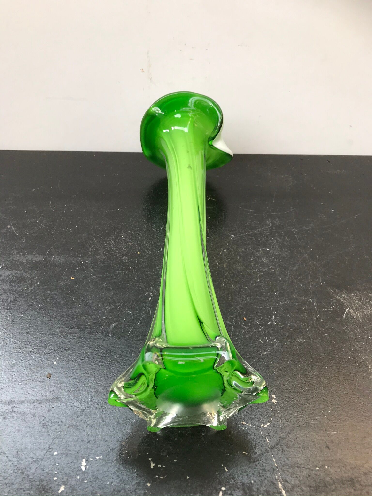 Former Soliflore Multilayer Vase Green Interior White Vintage