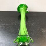 Vase soliflore multicouche vert intérieur blanc vintage