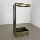 Hollywood Regency Solid 7.5kg Brass Brutalist Floral Umbrella Stand, Italy 1970s
