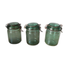 Lot of 3 green glass jars Durfort