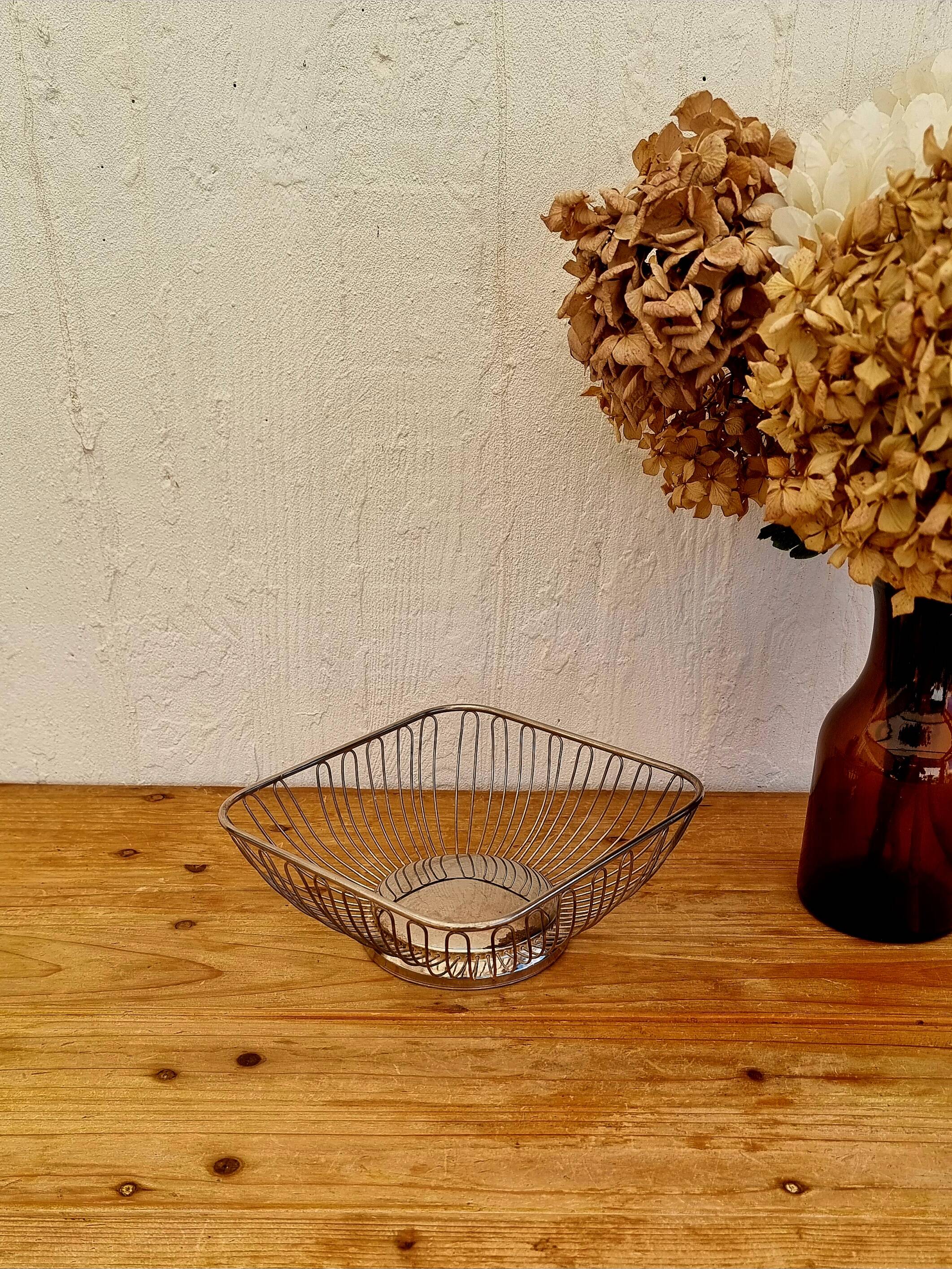 Vintage silver metal basket