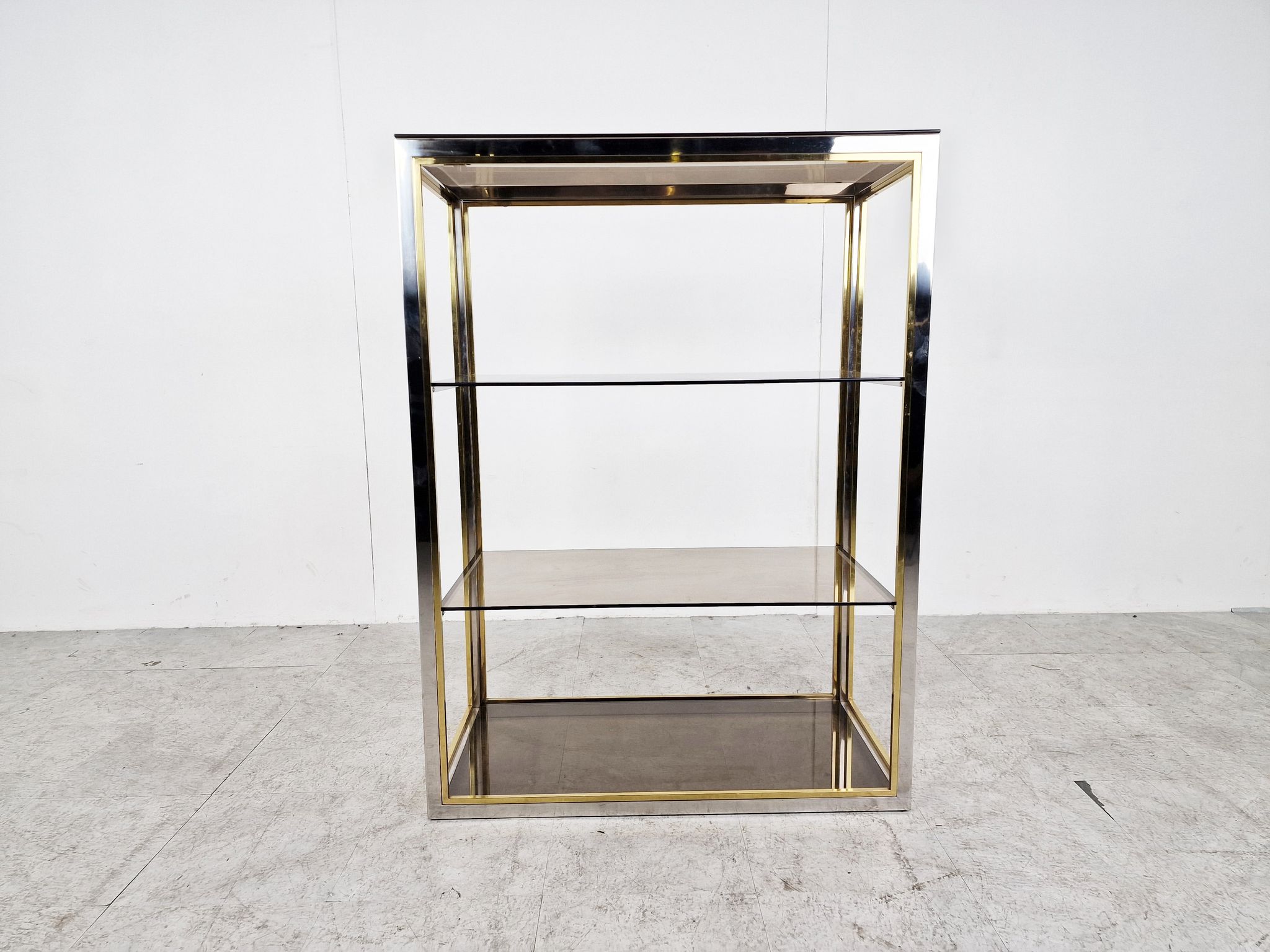 Etagère laiton vintage et chrome, années 1970