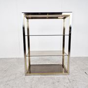 Etagère laiton vintage et chrome, années 1970