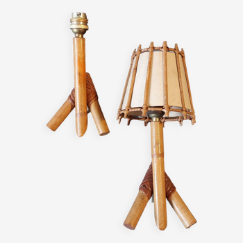 Pair of bamboo and rattan wall lights 1960/1970.