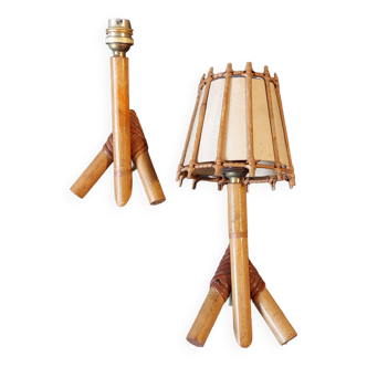 Pair of bamboo and rattan wall lights 1960/1970.