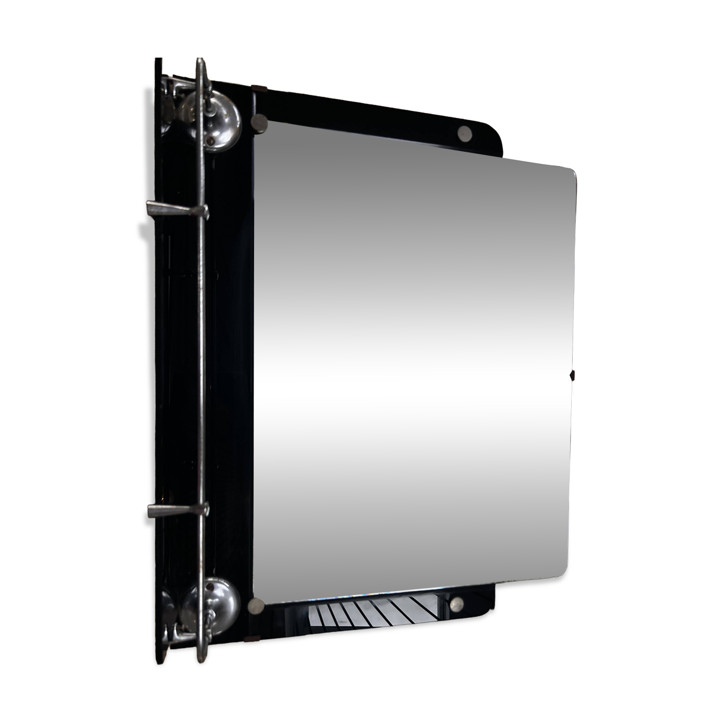 Vintage black mirror from the 1930s/40s with shelf.