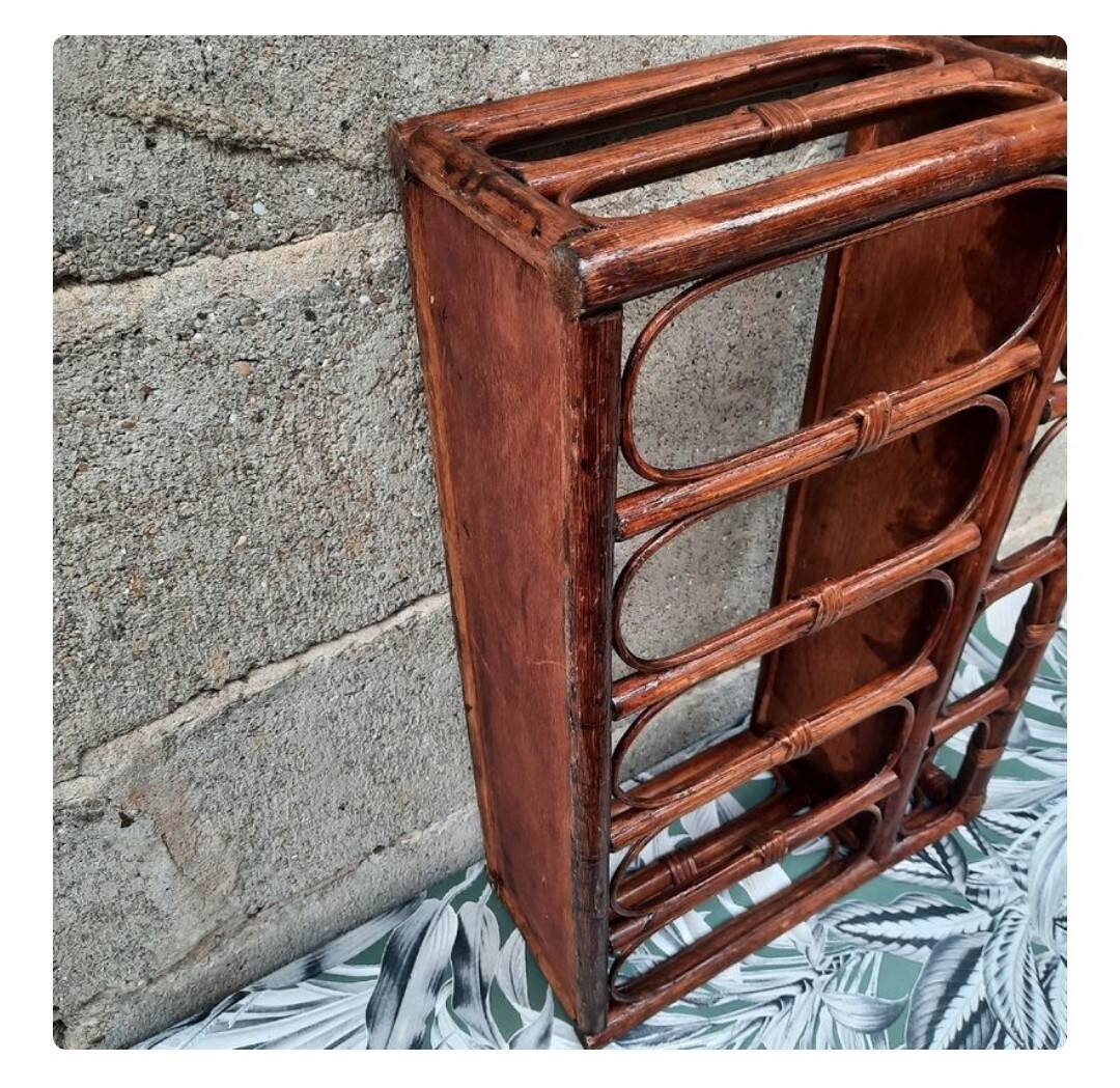 Vintage bamboo wall shelf