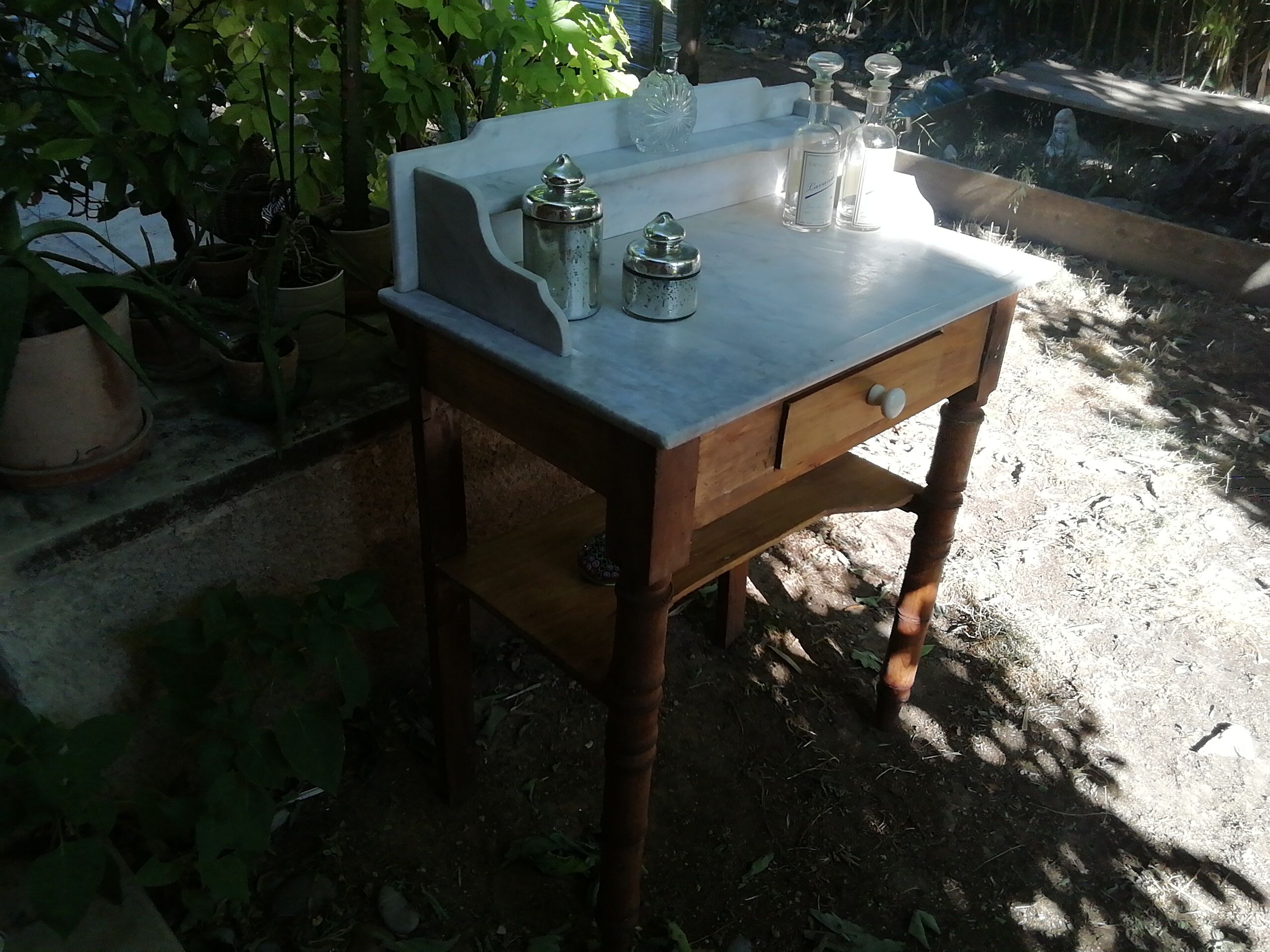 Marble and pine dressing table