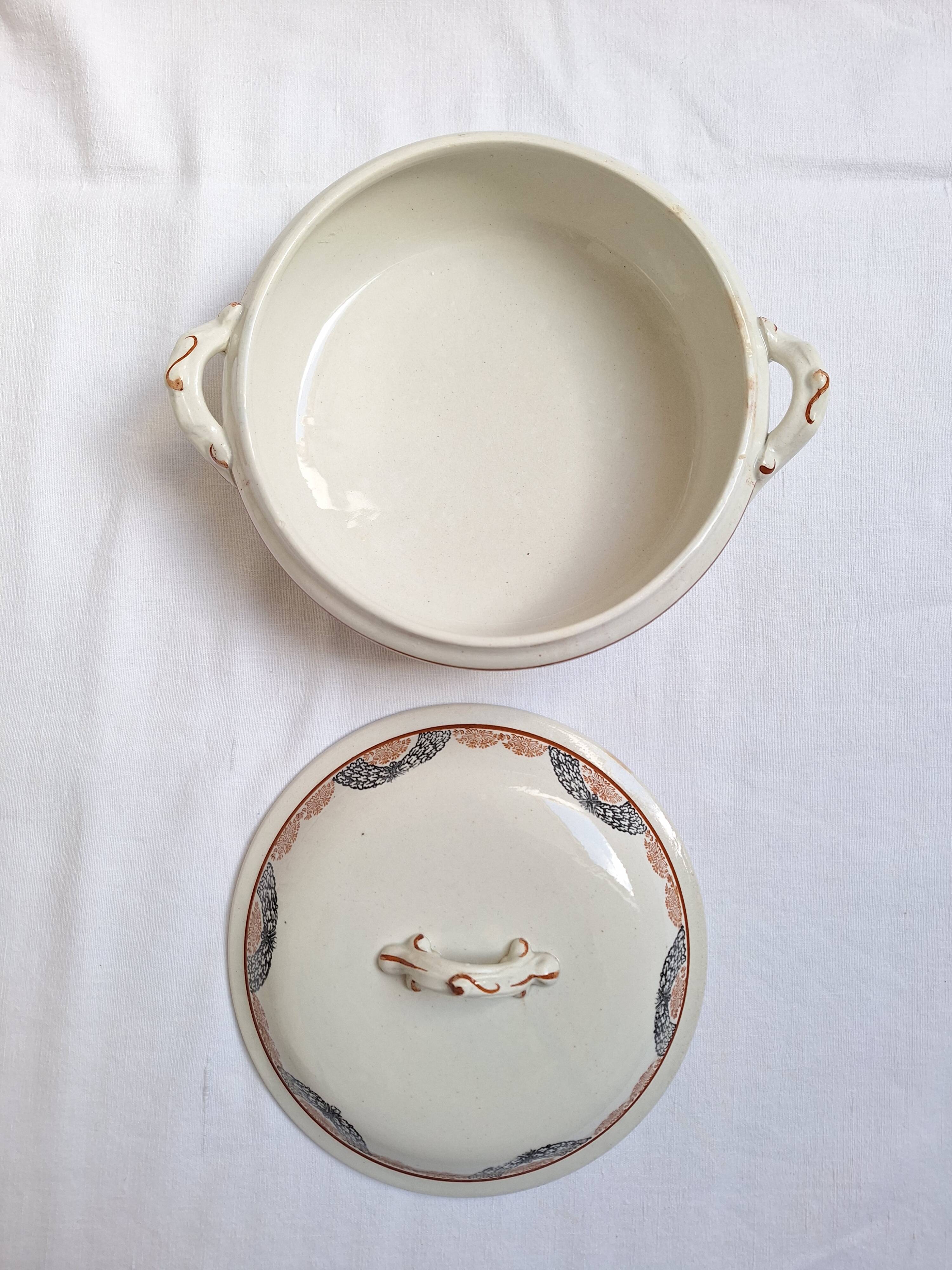 HBCM Pauline model orange and black soup tureen