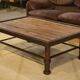 Table basse brutaliste bois et fer forgé 1960’s