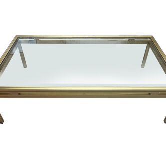 Brass and glass coffee table - Pierre Vandel - 70s