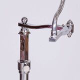 Czech Bauhaus Floor Lamp, Textile Lamp Shade, Chrom-Plated Steel, 1920s