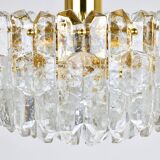 Large ceiling chandelier in gilded brass and glass Palazzo J.T. Kalmar, 1950s