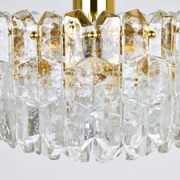 Large ceiling chandelier in gilded brass and glass Palazzo J.T. Kalmar, 1950s