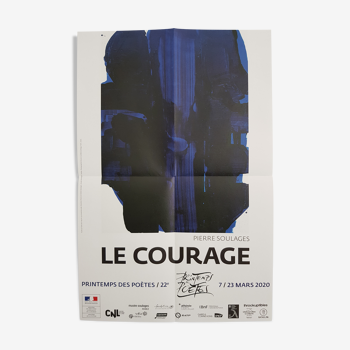 Affiche Pierre Soulages - Le Courage - Printemps des Poètes 2020