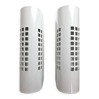 Pair of vintage 80s Memphis industrial wall or ceiling lights